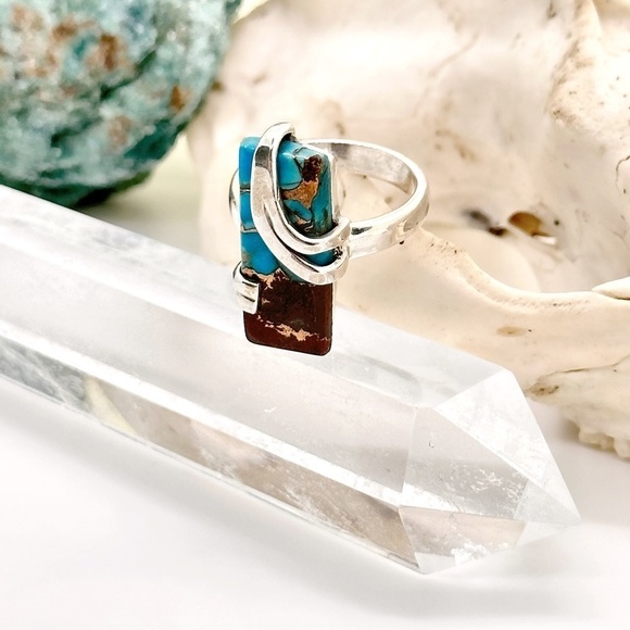 Rare Basalt Turquoise Solid Sterling Silver Ring - Picture 2 of 5